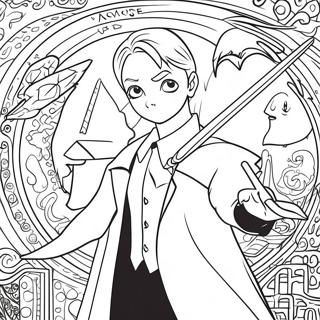 דרקו מאלפוי עם שרביט דף צביעה דפי צביעה