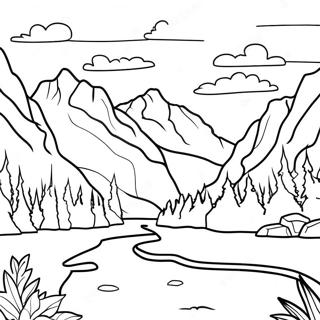 Majestic Alaska Landscape Coloring Page דפי צביעה