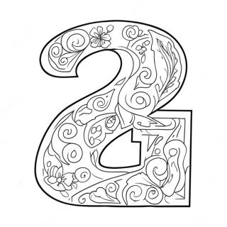 Big Number 2 Coloring Page דפי צביעה