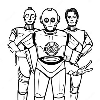C-3po עם חברים - דף צביעה דפי צביעה