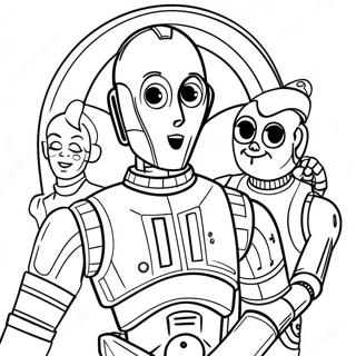 C-3po עם חברים - דף צביעה דפי צביעה