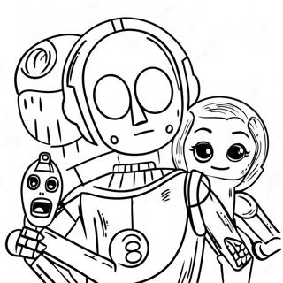 C-3po עם חברים - דף צביעה דפי צביעה