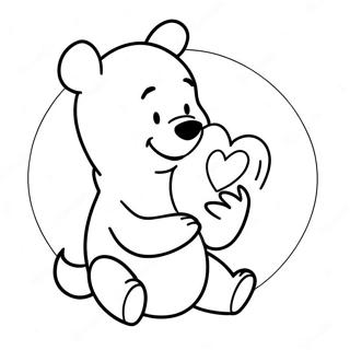 Winnie The Pooh Giving A Heart Coloring Page דפי צביעה