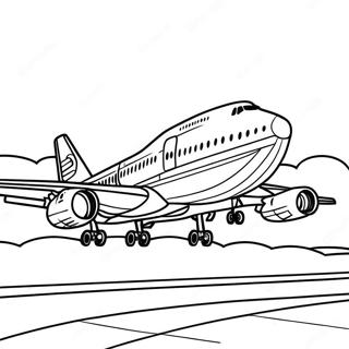 מטוס 747 מפורט במבט צד - דף צביעה דפי צביעה