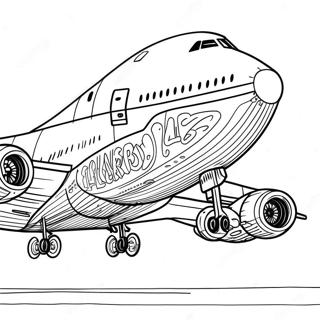 מטוס 747 מפורט במבט צד - דף צביעה דפי צביעה