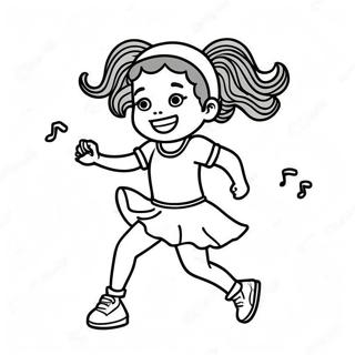 דף צביעה של ילדה שחורה שמחה רוקדת דפי צביעה