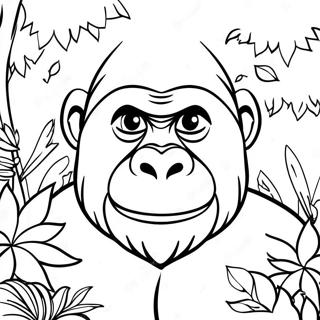 דף צביעה של גורילה מרהיבה בג'ונגל דפי צביעה