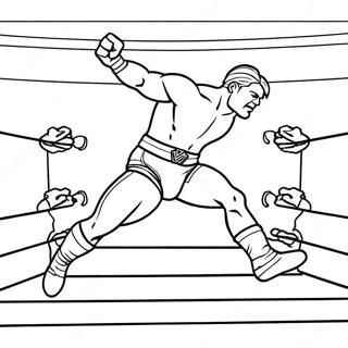 דף צביעה צבעוני של מתאבק Wwe קופץ על יריב - חבר את הנקודות דפי צביעה