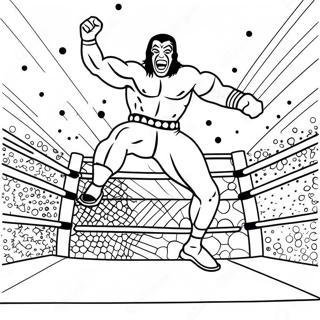 דף צביעה צבעוני של מתאבק Wwe קופץ על יריב - חבר את הנקודות דפי צביעה