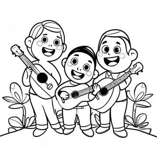 דף צביעה של משפחת קוקומלון שרה יחד דפי צביעה