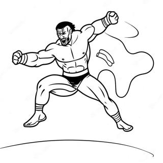 דף צביעה של מתאבק Wwe דינמי קופץ על יריב דפי צביעה