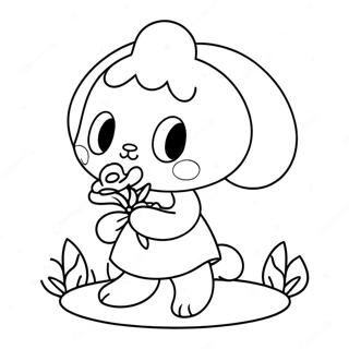 My Melody Holding A Flower Coloring Page דפי צביעה